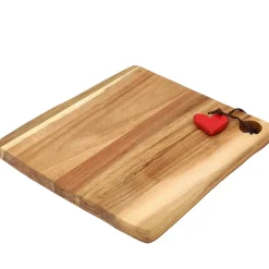 Acacia Cheese Board with Red Heart Accent