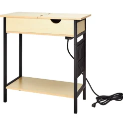 Accent Storage Side Table with Flip-Top and Charging Outlet