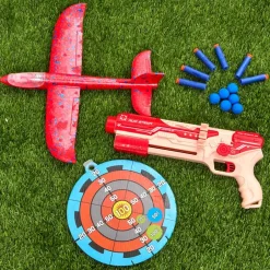 Airplane Launcher And Foam Ball Dart Blaster Gun Kids Fun Shooting Set
