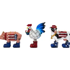 Americana Cow Pig And Rooster Set of 3 Tabletop Decor