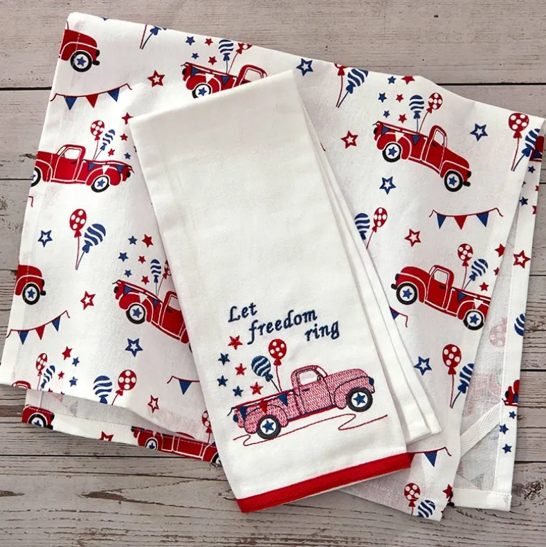 Americana Kitchen Towels Embroidered Set of 2