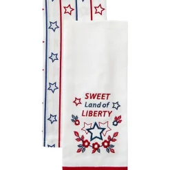 Americana Kitchen Towels Embroidered Set of 2