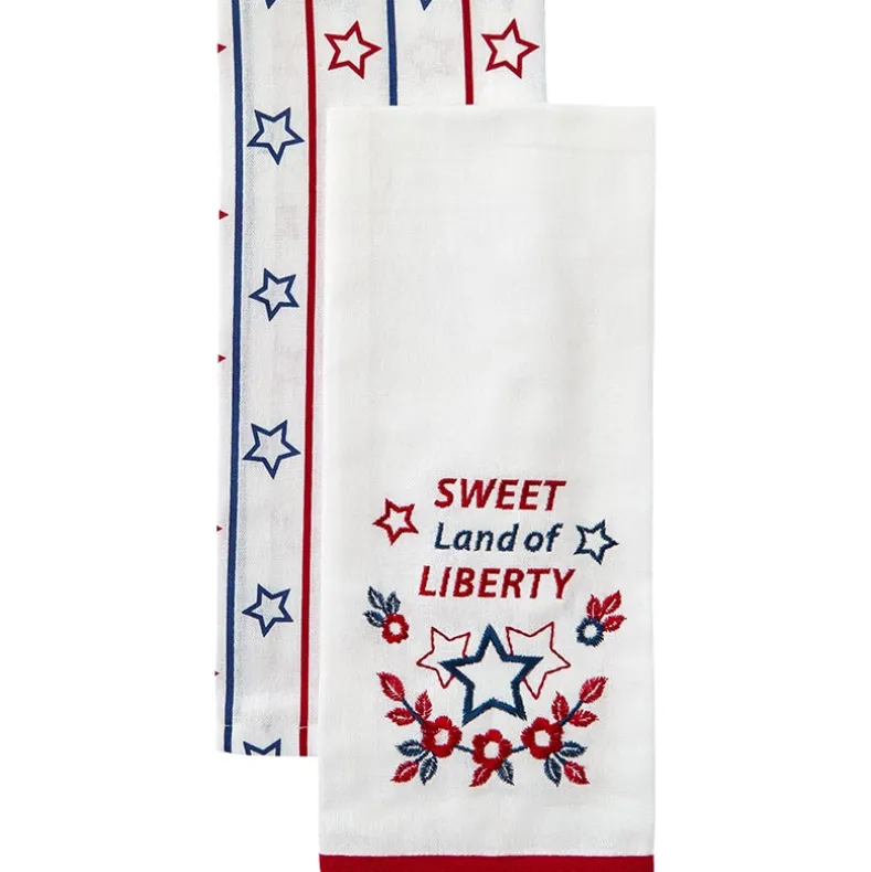 Americana Kitchen Towels Embroidered Set of 2