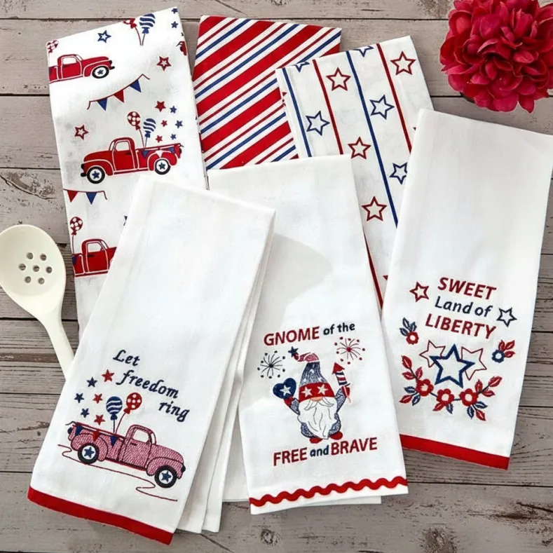 Americana Kitchen Towels Embroidered Set of 2