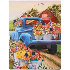Americana Lighted Canvas Country Wall Art With Flowers