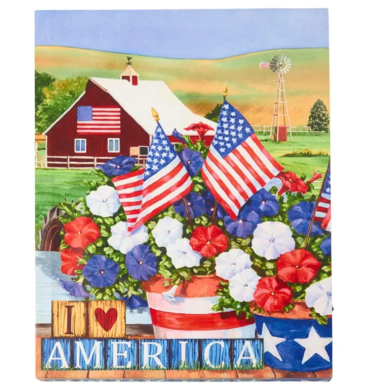 Americana Lighted Canvas Country Wall Art With Flowers