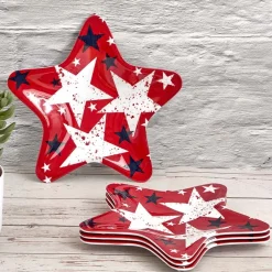 Americana Patriotic Melamine Appetizer Plates - Set of 4