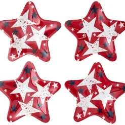 Americana Patriotic Melamine Appetizer Plates - Set of 4
