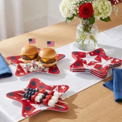 Americana Patriotic Melamine Appetizer Plates - Set of 4