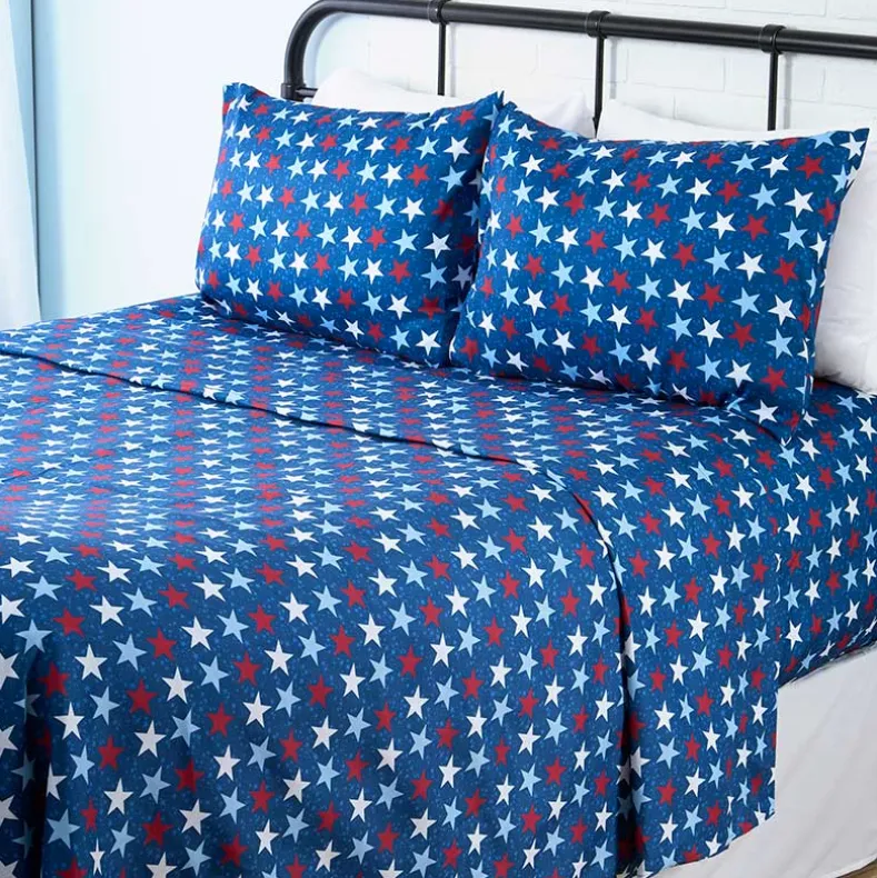 Americana Stars and Stripes Ultra-Soft 4-Pc. Sheet Set, Full/Queen or King