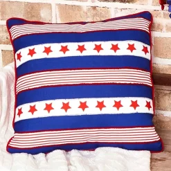 Americana Truck or Stars & Stripes Embroidered Decorative Pillow