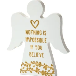 Angel Wooden Block Sign With Gold Sentiment
