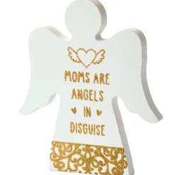 Angel Wooden Block Sign With Gold Sentiment