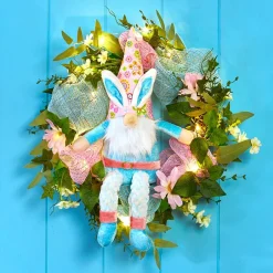 Animated Kicking Easter Gnome Wreath
