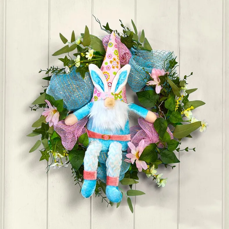 Animated Kicking Easter Gnome Wreath