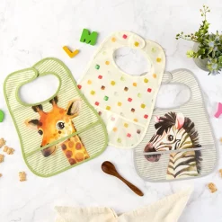 Baby Food-Catching Colorful Bibs - Set of 3