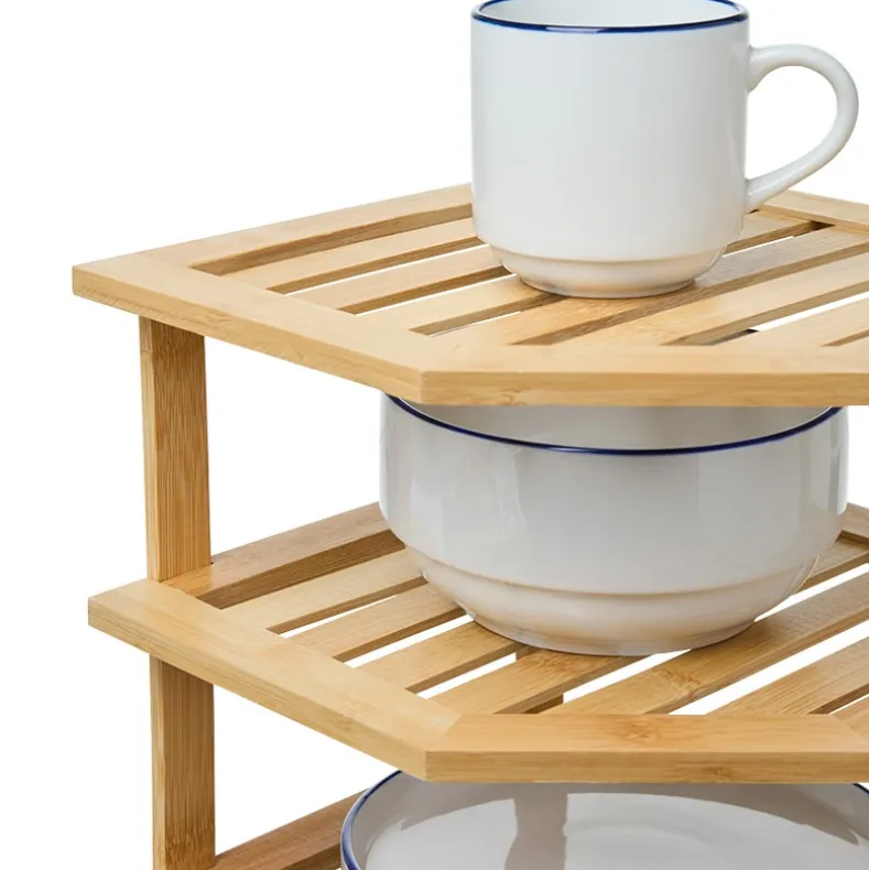 Bamboo Kitchen Counter Corner Shelf