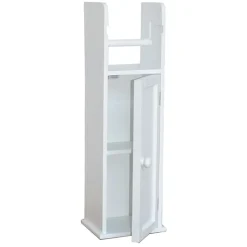 Bathroom Storage Unit with Cupboard and Toilet Paper Dispenser