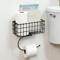 Bathroom Toilet Paper Holder or Towel Holder with Storage Shelf