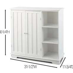 Beadboard Storage Cabinet with 3 Shelves and Cupboard