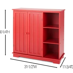Beadboard Storage Cabinet with 3 Shelves and Cupboard