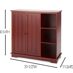 Beadboard Storage Cabinet with 3 Shelves and Cupboard