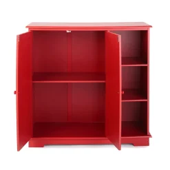 Beadboard Storage Cabinet with 3 Shelves and Cupboard