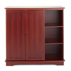 Beadboard Storage Cabinet with 3 Shelves and Cupboard