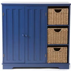 Beadboard Storage Cabinet with 3 Shelves and Cupboard