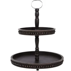 Beaded Wood Round Trays