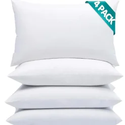 Bed Pillows Ultra-Fresh Hypoallergenic 4 Pack Allergen-Free Standard/Queen