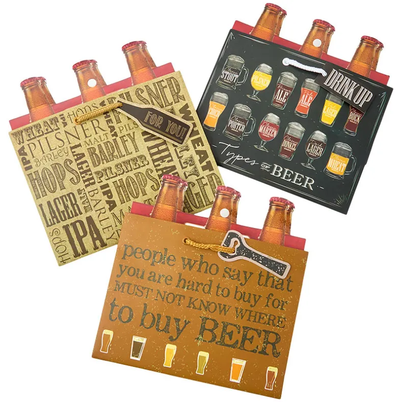 Beer Bottle Gift Bag Set - 3-Pk.