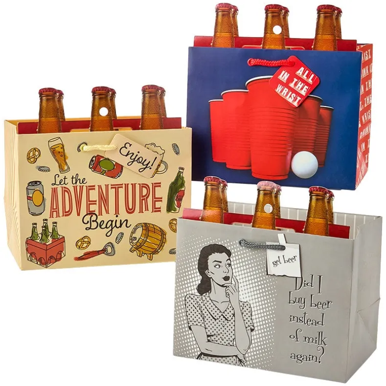 Beer Bottle Gift Bag Set - 3-Pk.