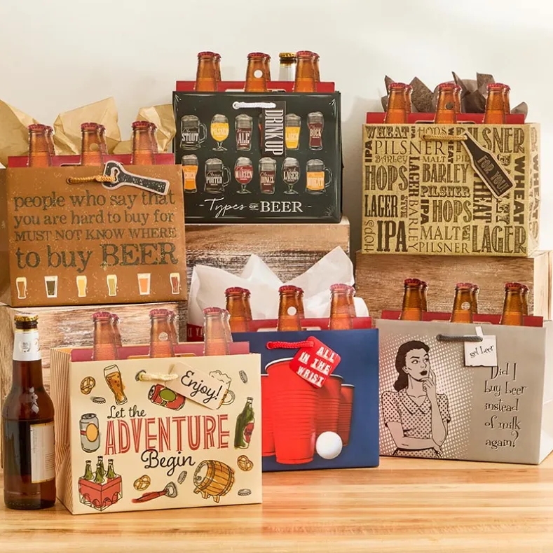 Beer Bottle Gift Bag Set - 3-Pk.