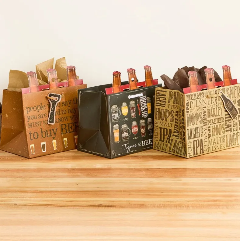 Beer Bottle Gift Bag Set - 3-Pk.