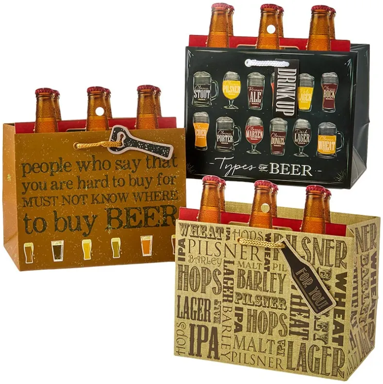 Beer Bottle Gift Bag Set - 3-Pk.