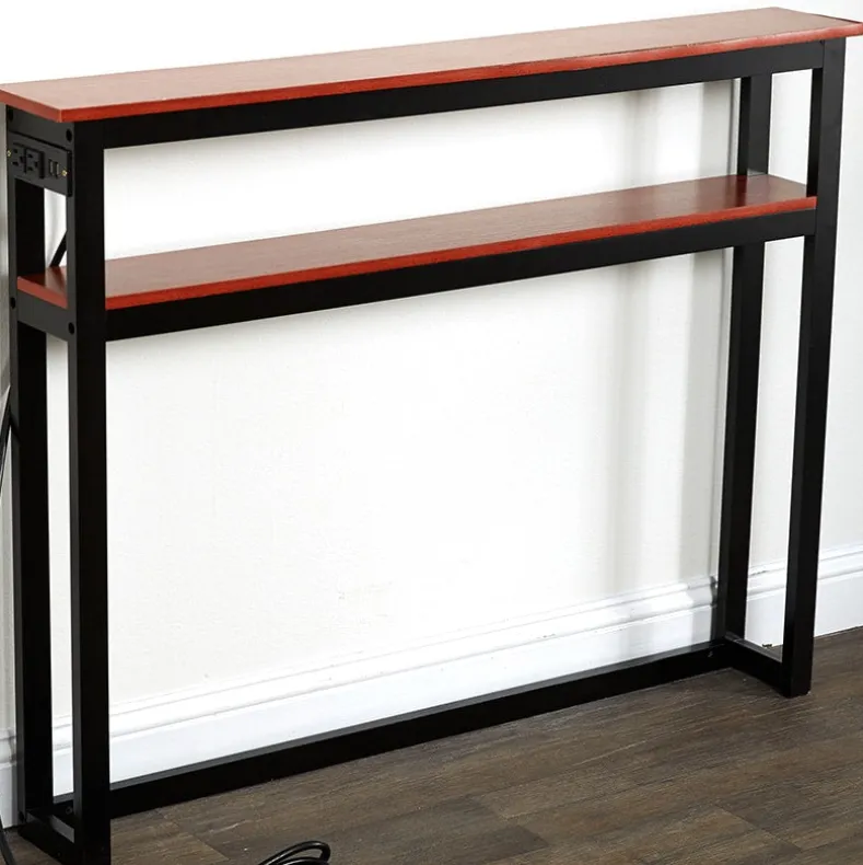 Behind-the-Sofa Long and Narrow Console Table with USB Port and Outlet