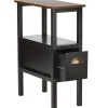 Black Accent Side Table with Dual Drawers - 24"H