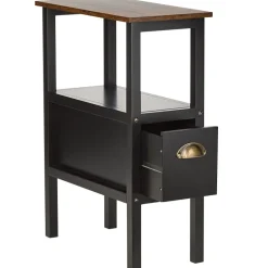 Black Accent Side Table with Dual Drawers - 24"H