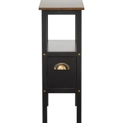 Black Accent Side Table with Dual Drawers - 24"H