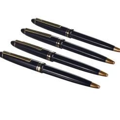 Black Ballpoint Pens with Gold Trim Set of 4