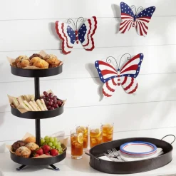 Black Galvanized Oval Serving Tray