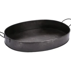 Black Galvanized Oval Serving Tray