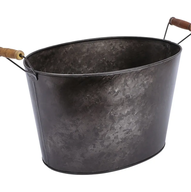 Black Metal Galvanized Ice Bucket Cooler