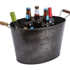Black Metal Galvanized Ice Bucket Cooler