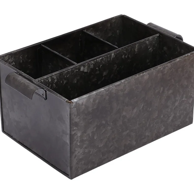 Black Metal Galvanized Utensil Caddy