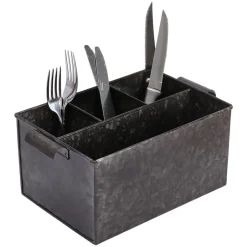 Black Metal Galvanized Utensil Caddy