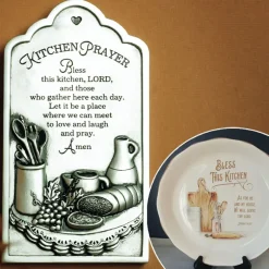 Bless This Kitchen Religious Decor - Pie Plate or Kitchen Prayer Plaque