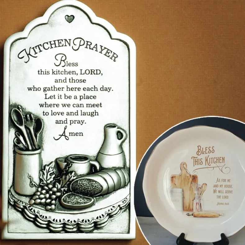 Bless This Kitchen Religious Decor - Pie Plate or Kitchen Prayer Plaque