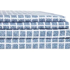 Blue Plaid Reversible Queen or King Complete Comforter Set